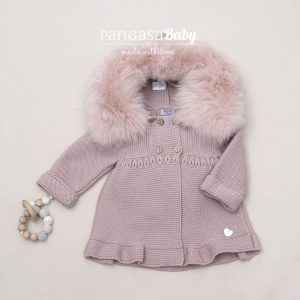 Pangasa, trenka ochos con pelo natural rosa vintage.