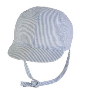 Miralles, gorra bebé rayas celeste.