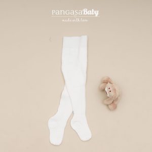 Pangasa, leotardo bebé canalé blanco.