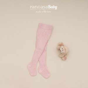 Pangasa, leotardo bebé canalé rosa empolvado.