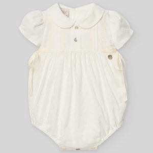 PAZ RODRIGUEZ pelele tela bordada crudo.