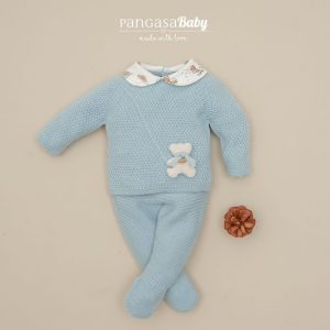 Pangasa, Conjunto bebé cuello Teddy, celeste empolvado.