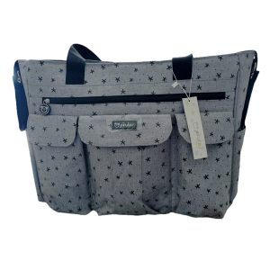 Pirulos, bolso gemelar denim Stars gris.