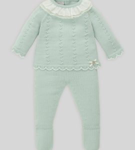 Paz Rodríguez, conjunto jubón y polaina "Minino" verde.