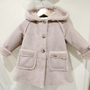 BBZ, abrigo niña piel vuelta rosa empolvado.