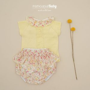 Pangasa, conjunto niña braguita amarillo petals.