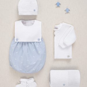 PAZ RODRÍGUEZ, pelele punto y tela "Espuma"