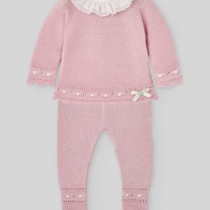 Paz Rodríguez, conjunto jubón y polaina "Alegra" rosa.