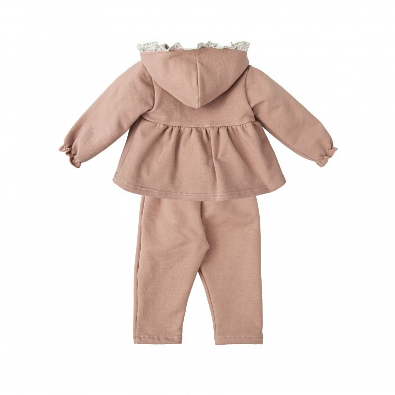 Conjunto niña algodón pantalón y sudadera rosa empolvado. - Imagen 2