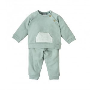 Conjunto niña algodón pantalón y sudadera verde.