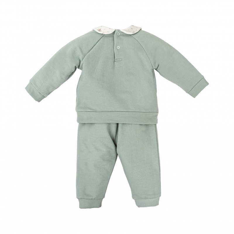 Conjunto niño algodón pantalón y sudadera verde. - Imagen 2